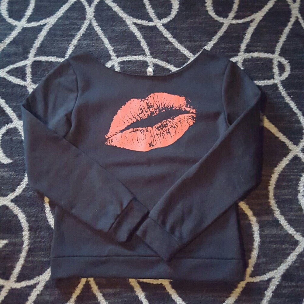 Off the shoulder sweatshirt.